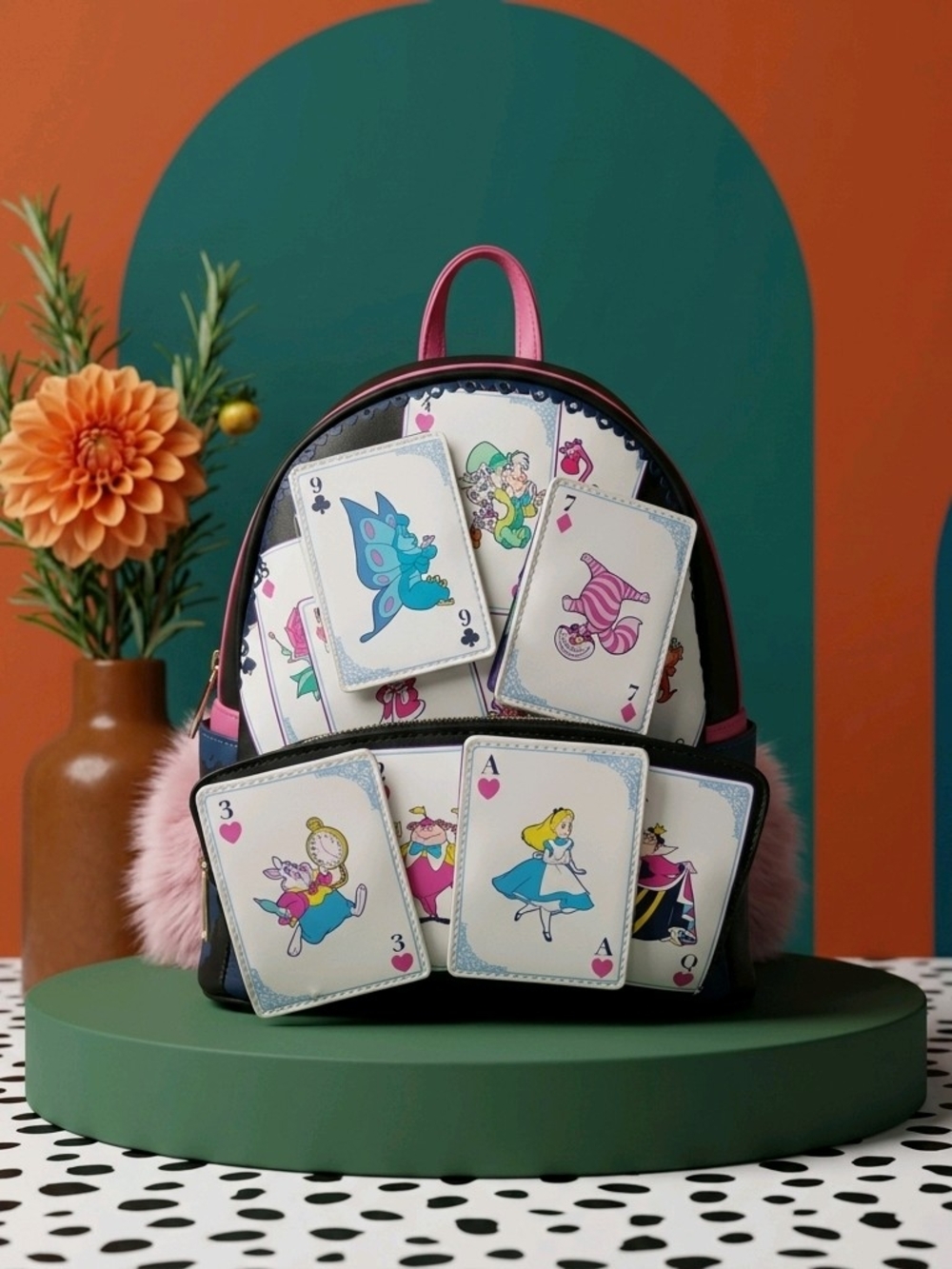 Alice in Wonderland Loungefly Character Playing Cards Mini Backpack